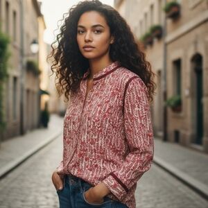 Style & Co. Red and White Patterned Button Down Shirt